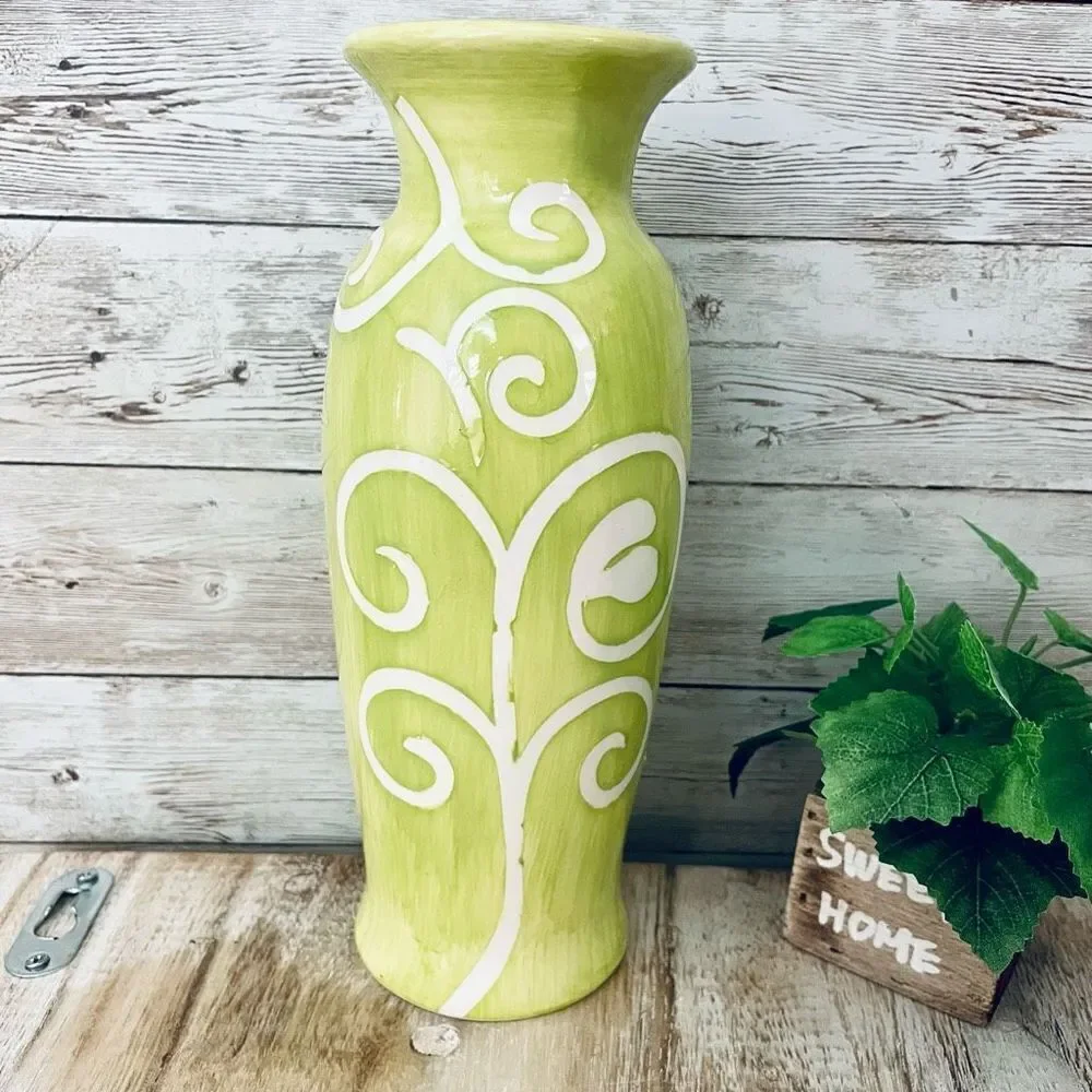 New Gorgeous White & Green Modern Ceramic Vase